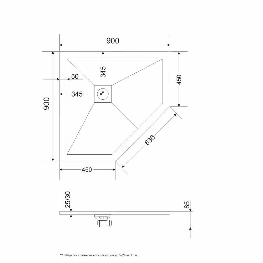 Душевой поддон RGW ST/T-B (16155099-04)